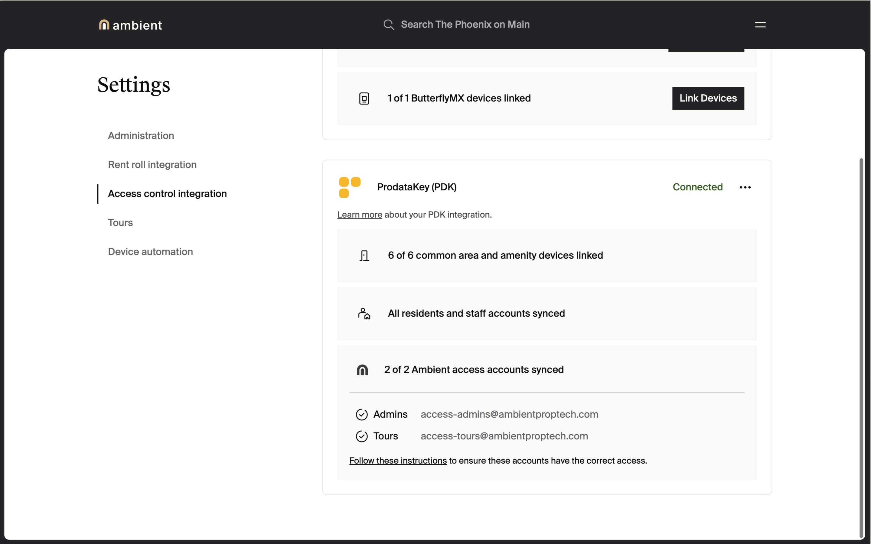 PDK Access Control Integration user publishing status