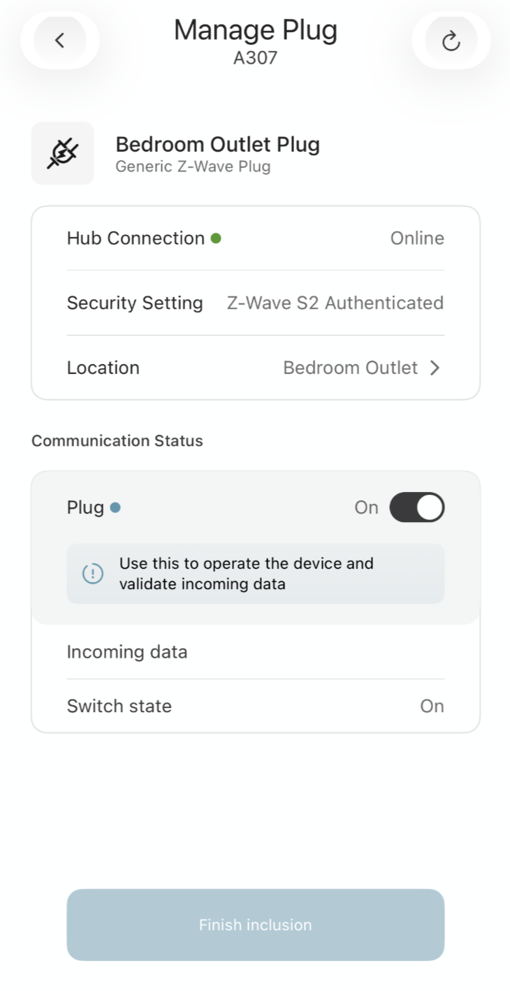 Finish inclusion button