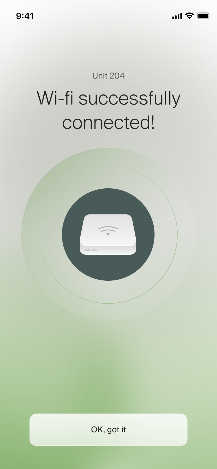 Wi-Fi success confirmation