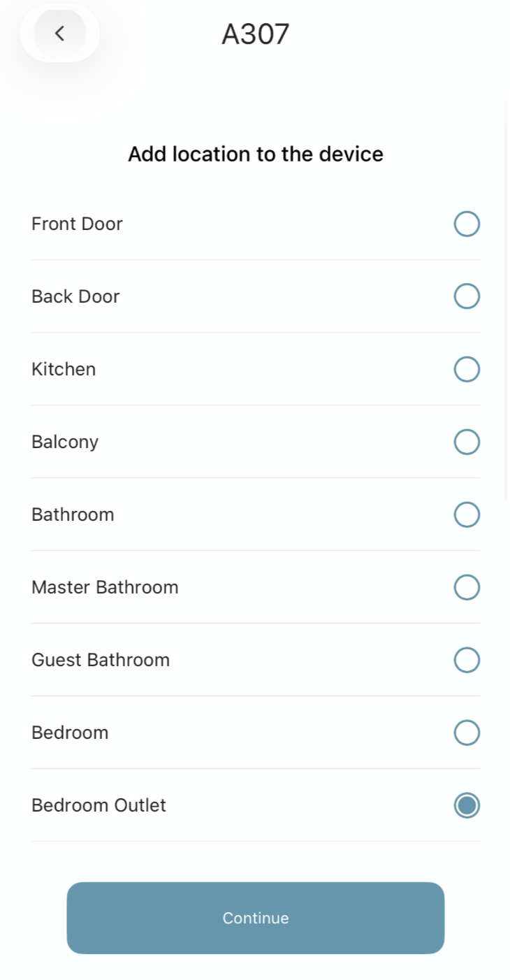 Assign device location screen