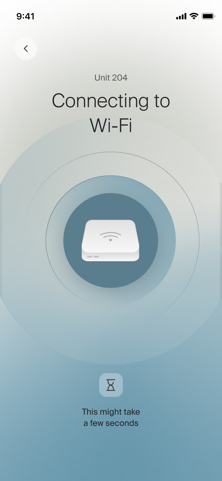 Establishing Wi-Fi connection progress screen