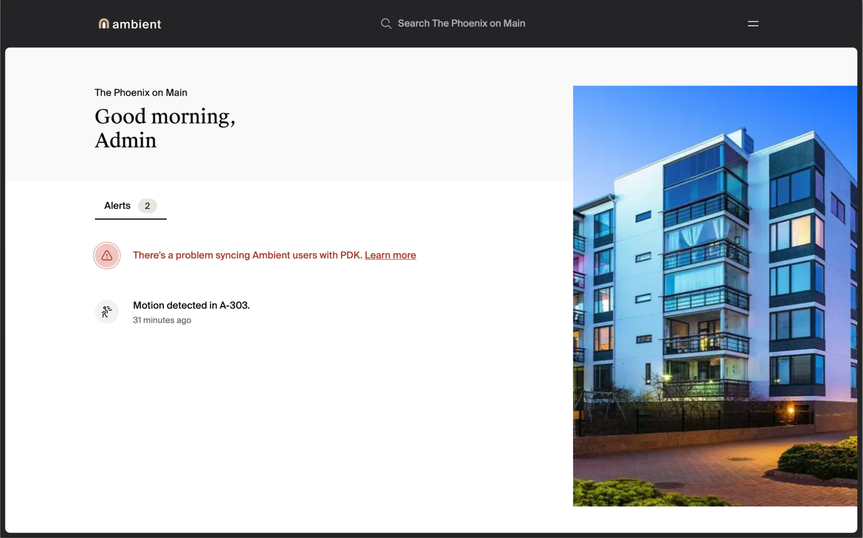 Sync alert on home page layout