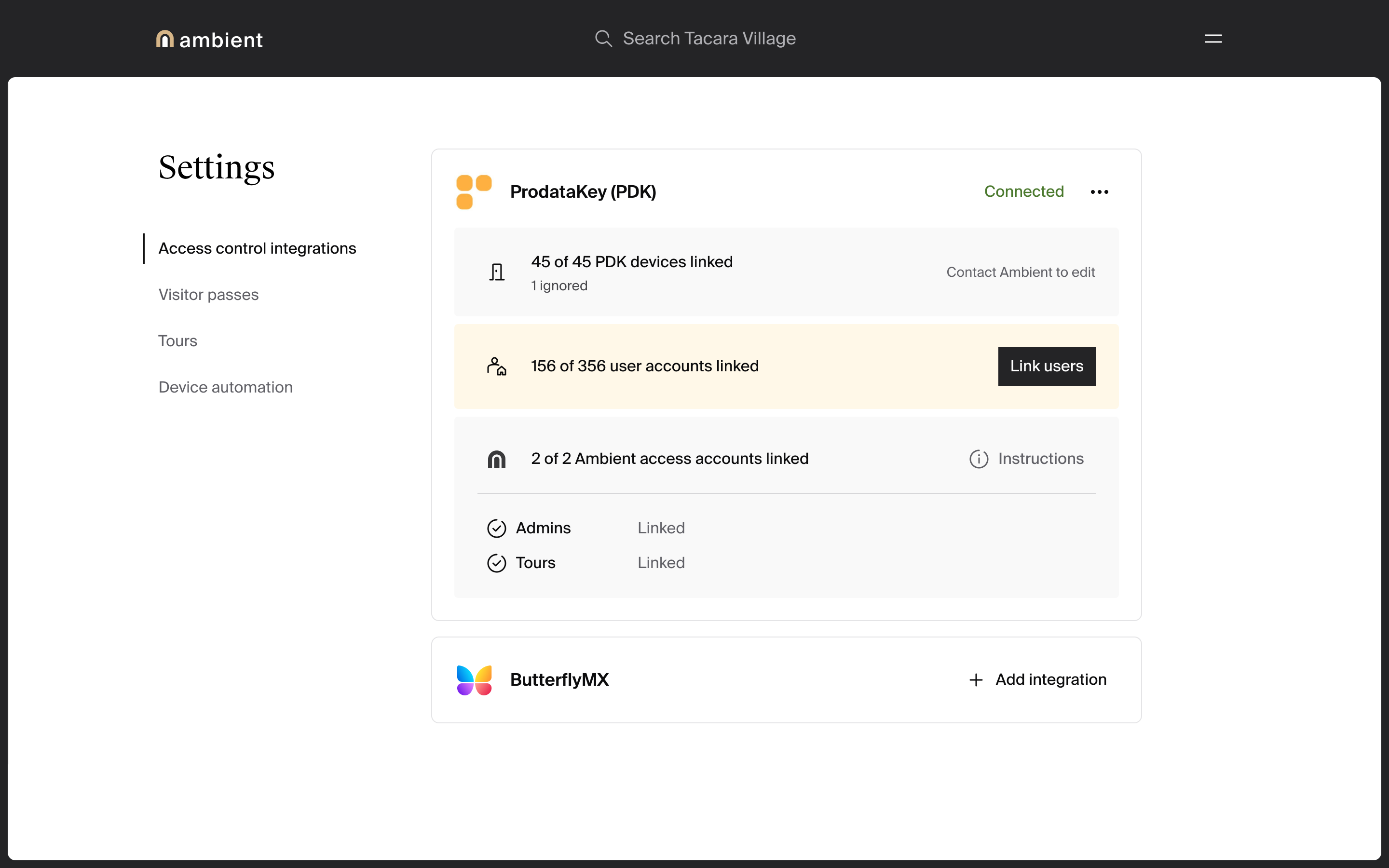 settings-for-access-control-integration
